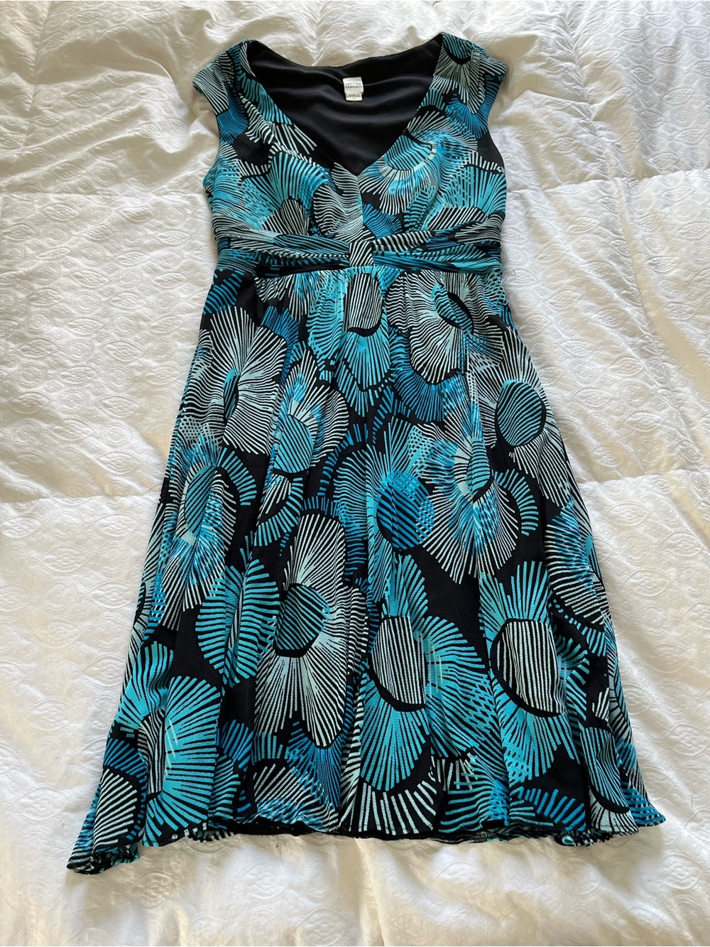 Women’s signature by sangria Blue Floral Print Fit-and-Flare Dress size 10